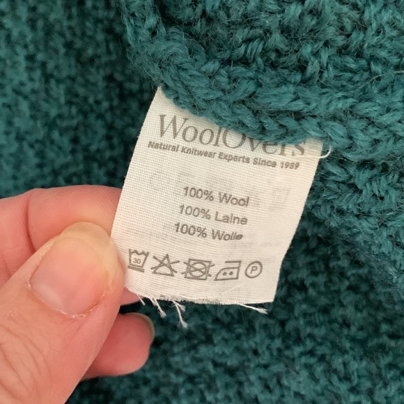 Woolovers button up emerald green cable knit wool cardigan sweater size small - Picture 7 of 8